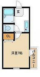 ミングル豊新セリオ 1Kの間取図画像