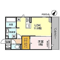D-residence南芥川 1LDKの間取図画像