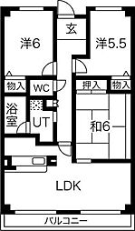 トレ・ビバース上山手公園1 3LDKの間取図画像