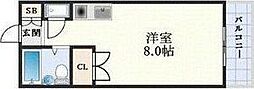 東明マンション江坂 ワンルームの間取図画像