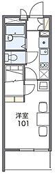 レオパレスヴェルデ古曽部 1Kの間取図画像
