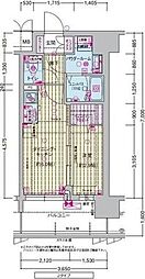 プレサンス東淀川駅前プローシェ 1DKの間取図画像