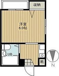 北園マンション 1Kの間取図画像