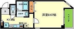 ラ・フォンテ摂津富田 1Kの間取図画像