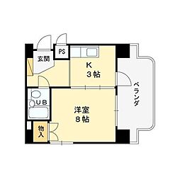 シティコート東扇町 1Kの間取図画像