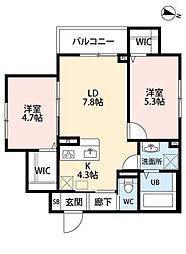 茨木市島2丁目アパート 2LDKの間取図画像