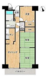ライオンズマンション和歌山中松江 3DKの間取図画像