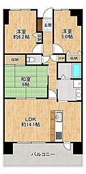 シャルマンフジ岸和田上町パークインパーク 3LDKの間取図画像
