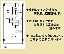ザ・パークハウス武蔵新城 2LDKの間取図画像