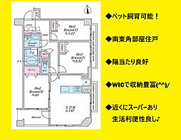 ヒルズ武蔵中原ウェストウィング 3LDKの間取り