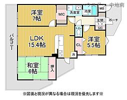 デュオプレステージフォンテーヌ宝殿 3LDKの間取図画像