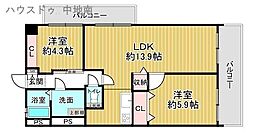 ニューハイツ新在家 2LDKの間取図画像