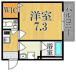 Alce田原本 2階1Kの間取り
