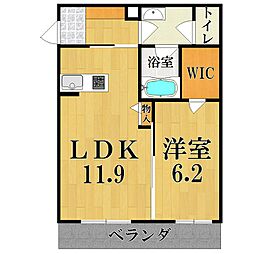 シャーメゾン　ペイヴィラージュ 1階1LDKの間取り