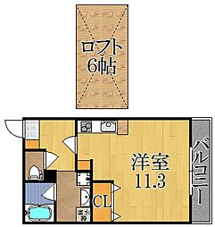 パシャ　ラルフ 2階1Kの間取り