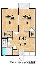 アーバンライフ 1階2LDKの間取り