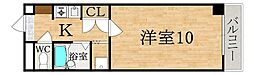 グランシャリオ生駒 2階1Kの間取り