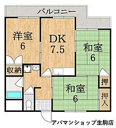 第3サンコウハイツ 1階3LDKの間取り