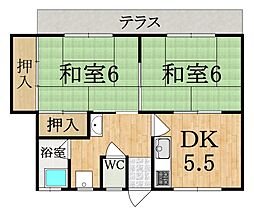 田口マンション 1階2DKの間取り