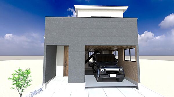 建物プラン例（パース・外観）土地：９３．１０平米建物：７２．８６平米駐車スペース２台可能（車種による）
