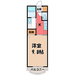 マンションあかやま 3階1Kの間取り