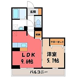 Mスカイ6 1LDKの間取図画像