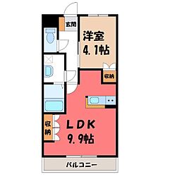 ルミナス・ウッド 1LDKの間取図画像