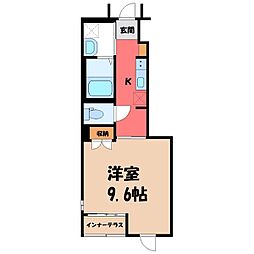 グランコート西本町 1Kの間取図画像