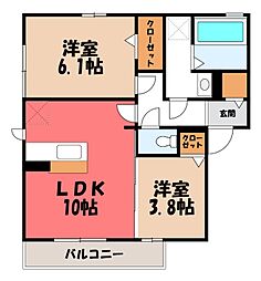 コーポ光新宿 2LDKの間取図画像