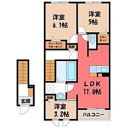 太田市石原町アパート 3LDKの間取図画像