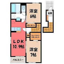 HYソレイユB 2LDKの間取図画像