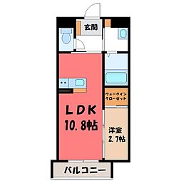 グランコート下浜田 1LDKの間取図画像