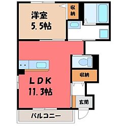 アルヴィータ 1LDKの間取図画像