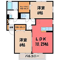 フォレスト・コート A 1階2LDKの間取り
