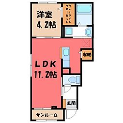 クルール D 1階1LDKの間取り
