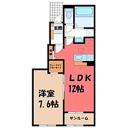 クロスサイド アパートメント I 1階1LDKの間取り