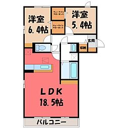 D-ROOM飯田町 1階2LDKの間取り
