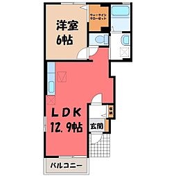 ガーデンフレンド II 1階1LDKの間取り