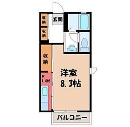 メゾン・くおりす 2階1Kの間取り