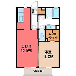 エルハーベン 2階1LDKの間取り