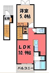 サニーハウス 2階1LDKの間取り