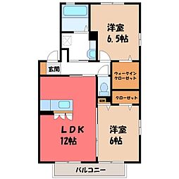 アンクレール 2階2LDKの間取り