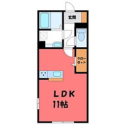 レガーロ 1階ワンルームの間取り