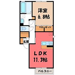 ラクーア 1階1LDKの間取り