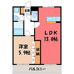 ユーパーク A 1階1LDKの間取り