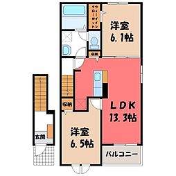 ウィステリア B 2階2LDKの間取り