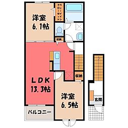 ライラック 2階2LDKの間取り