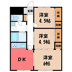 ブロードマンション 1階3DKの間取り