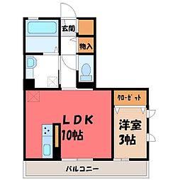 Mスカイ I 3階1LDKの間取り