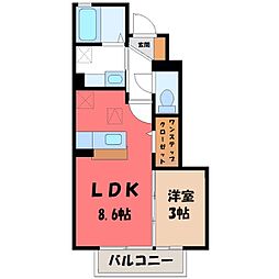 アルドーレ A 1階1LDKの間取り